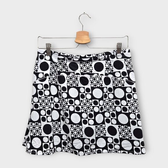NWOT IBKUL Golf Women's Skort Geometric Print (Black/White) - Small - Picture 2 of 2